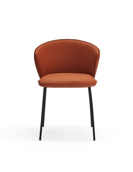 TEULAT SILLA de diseño ADD, PU TERRACOTA, metal negro