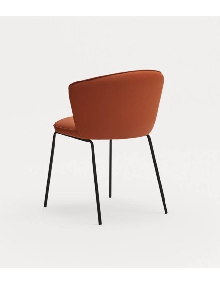 TEULAT SILLA de diseño ADD, PU TERRACOTA, metal negro