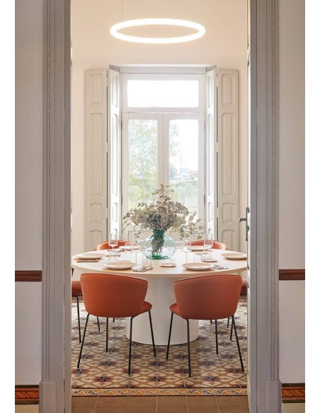 TEULAT SILLA de diseño ADD, PU TERRACOTA, metal negro