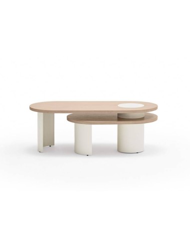 TEULAT Mesa ninho CENTRO NORI 120 x 95, MDF natural claro y perna creme