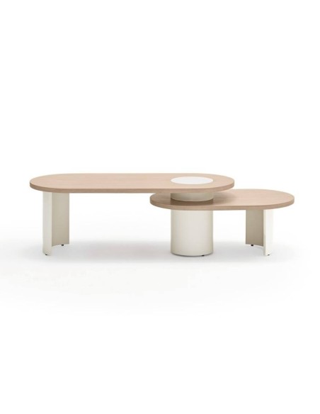 TEULAT MESA nido de CENTRO NORI 120 x 95, MDF NATURAL CLARO y PATA CREMA