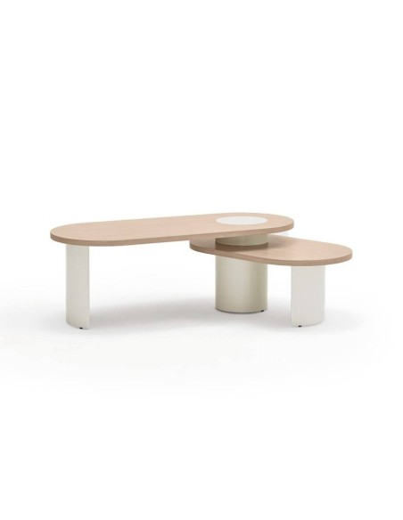 TEULAT Mesa ninho CENTRO NORI 120 x 95, MDF natural claro y perna creme