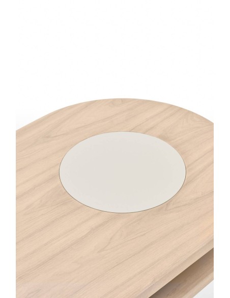 TEULAT MESA nido de CENTRO NORI 120 x 95, MDF NATURAL CLARO y PATA CREMA