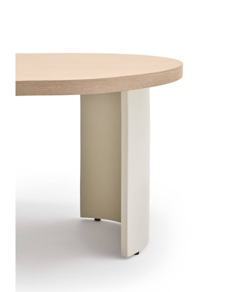 TEULAT MESA nido de CENTRO NORI 120 x 95, MDF NATURAL CLARO y PATA CREMA