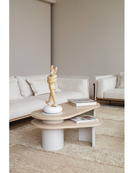 TEULAT MESA nido de CENTRO NORI 120 x 95, MDF NATURAL CLARO y PATA CREMA