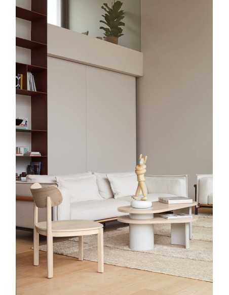 TEULAT MESA nido de CENTRO NORI 120 x 95, MDF NATURAL CLARO y PATA CREMA