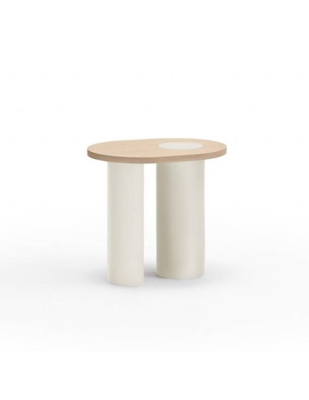 TEULAT mesa de canto NORI 60 x 45, MDF NATURAL CLARO y PATA CREMA