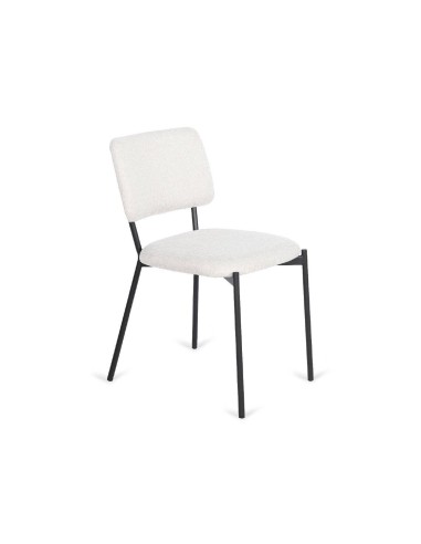 CADEIRA DE JANTAR Minimalista Cabriel, TECIDO BEGE CLARO, metal preto