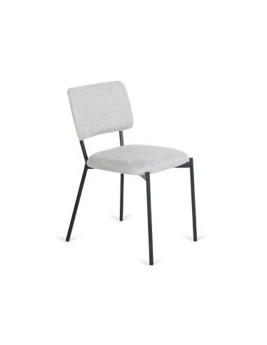 CADEIRA DE JANTAR Minimalista Cabriel, TECIDO CINZA CLARO, metal preto