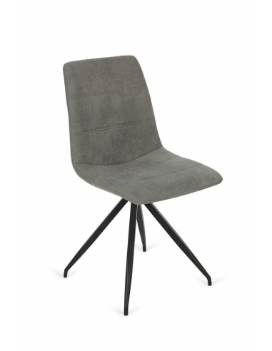 Silla comedor Estena, tela color GRIS, patas metal NEGRO MATE