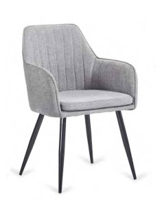 Silla con brazos Olivenza, tela GRIS, patas de metal negras