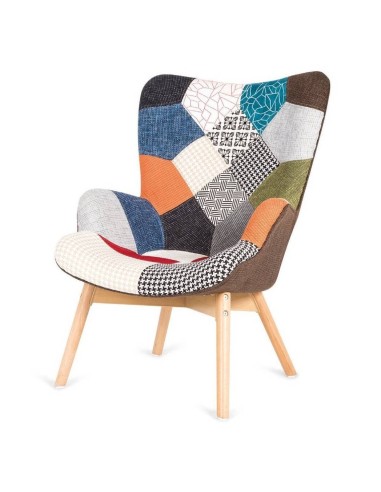Poltrona nórdica Knut em tecido patchwork,...