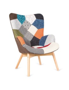 Poltrona nórdica Knut em tecido patchwork, multicolor