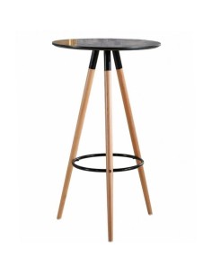 Mesa alta Design nórdico OTILIO 60 cm. Madeira, tampo preto