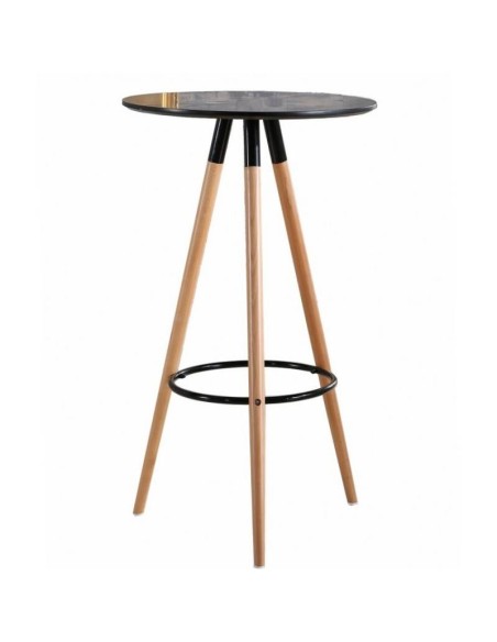 Mesa alta Design nórdico OTILIO 60 cm. Madeira, tampo preto