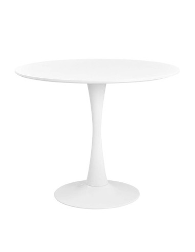 Mesa redonda DOCK 90, base em metal e tampo lacado branco