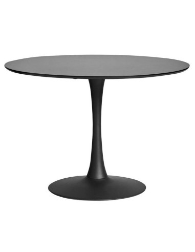 Mesa redonda DOCK 100, base em metal e tampo lacado preto