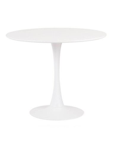 Mesa redonda DOCK 100, base de metal y tapa lacada blanco