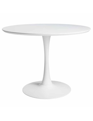 Mesa redonda DOCK 120, base em metal e tampo DM lacado branco