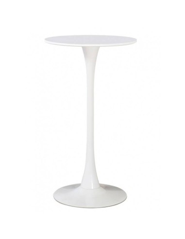 Mesa alta redonda TUL 60, base de metal y tapa DM lacada blanco