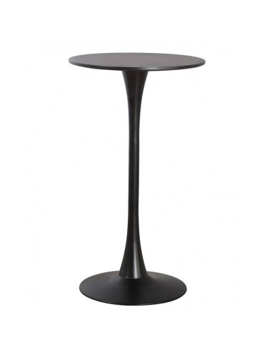 Mesa alta redonda TUL 60, base de metal y tapa DM lacada negro