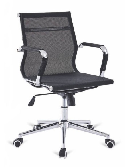 Silla De Escritorio Mesh, Rejilla negra, Respaldo Medio