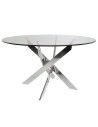 Thur 140 Mesa Redonda De Comedor De Diseño, Cromada, Cristal
