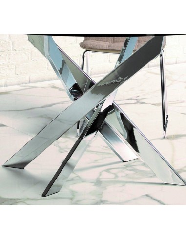 Thur 120 mesa redonda de comedor de diseño, cromada, cristal