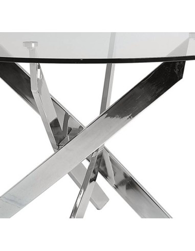 Thur 120 Mesa Redonda De Comedor De Diseño, Cromada, Cristal