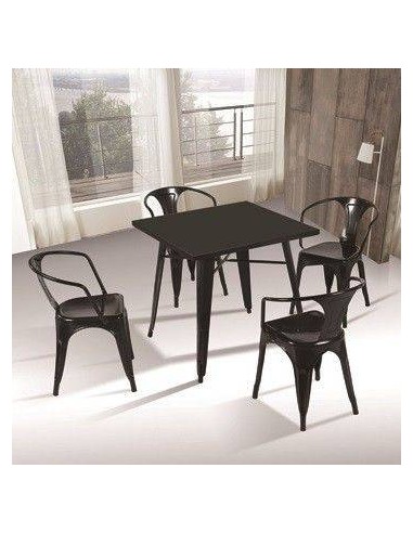 Mesa metal  de TOLME de 80 x 80 cm, color negro