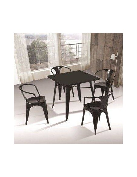 Mesa metal  de TOLME de 80 x 80 cm, color negro