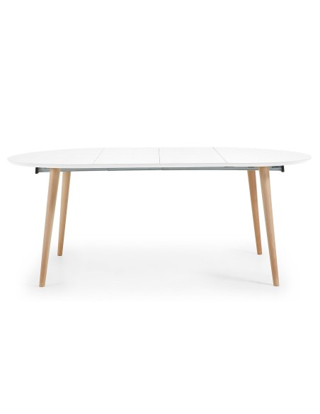 OAKLAND Mesa redonda extensible 120(200)x120, blanco, haya