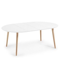 OAKLAND Mesa redonda extensible 120(200)x120, blanco, haya 2