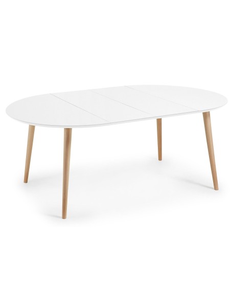 OAKLAND Mesa redonda extensible 120(200)x120, blanco, haya