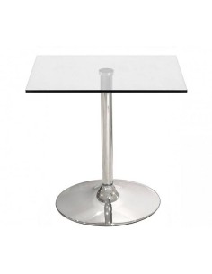 Kitchen 60x60 Mesa cuadrada de cocina, cromada, tapa cristal