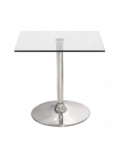 Kitchen 60x60 Mesa cuadrada de cocina, cromada, tapa cristal