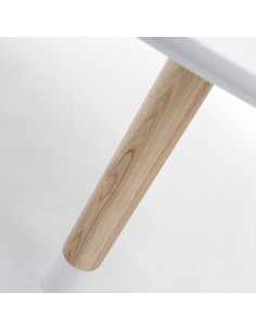 Mesa redonda AMEL 90 cm. Tapa lacado blanco, pie madera y... 2
