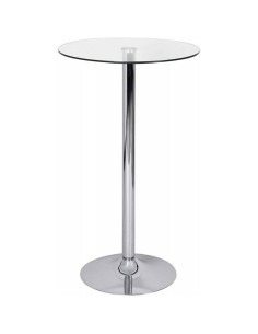Mesa alta MAGNA 72, cristal 60 cms de diámetro, base cromada