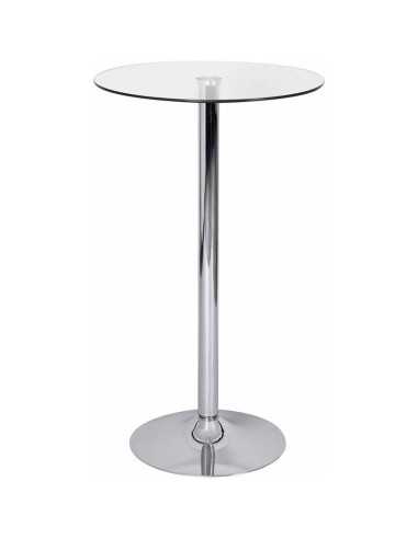 Mesa alta MAGNA 72, cristal 60 cms de diámetro, base cromada