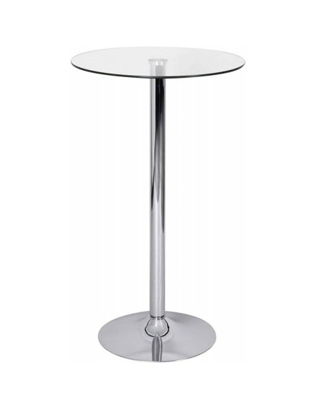 Mesa alta MAGNA 72, vidro 60 cm de diâmetro, base cromada
