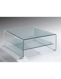 Mesa centro cuadrada de cristal curvado ARTIC 60 x 60 cms