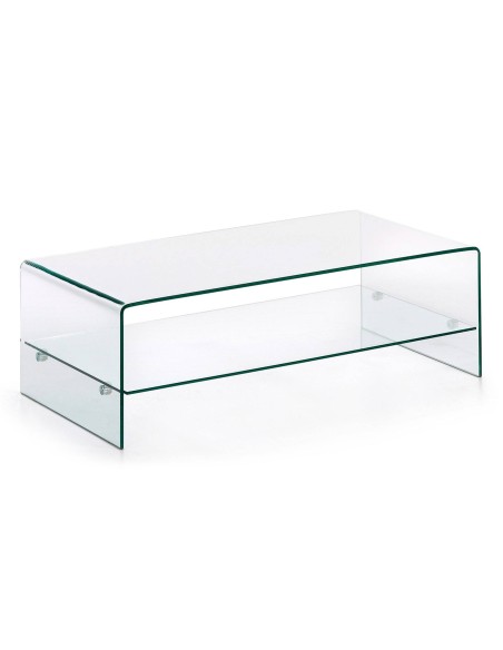 Mesa centro de cristal curvado BURANO 110 x 55 cms