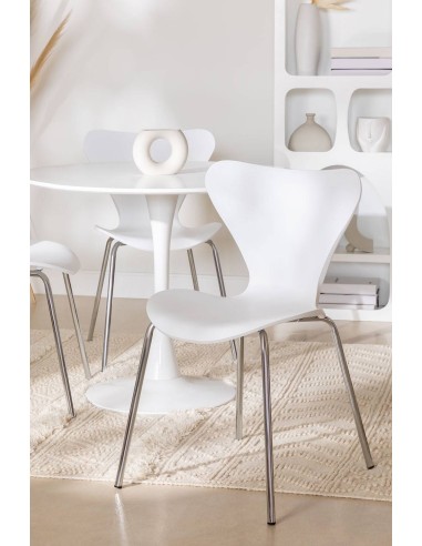 Silla cocina CANDY, cromada, polipropileno blanco