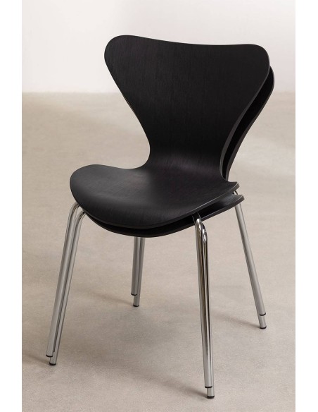 Silla cocina CANDY, cromada, polipropileno negro