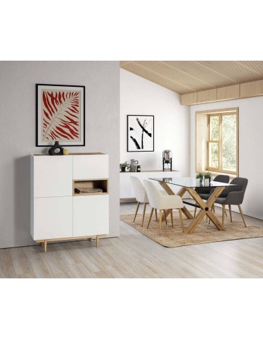 Aparador cubo Erika 100 x 138, lacado branco e...