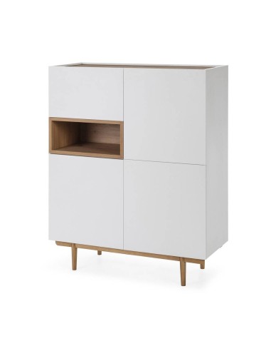 Aparador cubo Erika 100 x 138, lacado branco e carvalho
