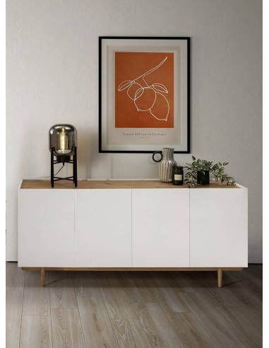 Aparador Erika 180 x 47, lacado Branco e Carvalho