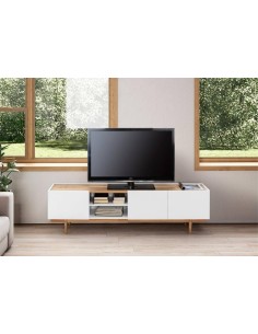 Mesa TV NÓRDIC ERIKA 180 x 42, lacado Branco e Carvalho 2