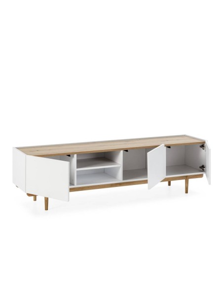 MUEBLE TV NÓRDICO ERIKA 180 x 42, lacado Blanco y Roble