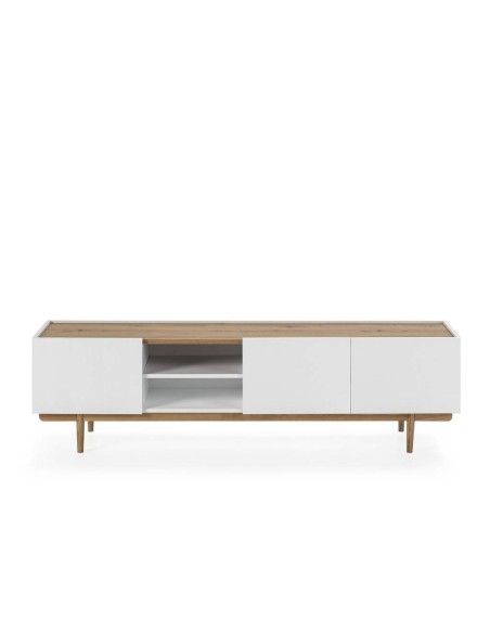 Mesa TV NÓRDIC ERIKA 180 x 42, lacado Branco e Carvalho
